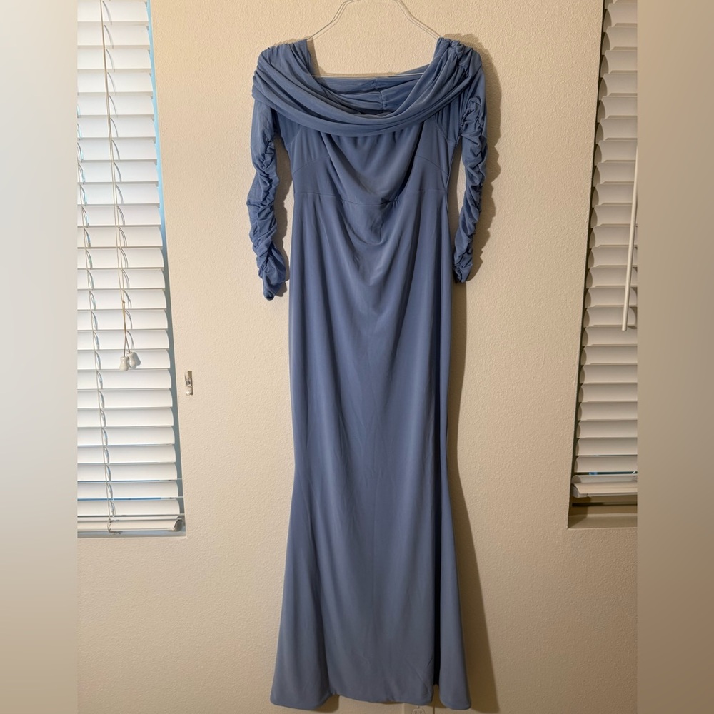 Elegant Blue Off-Shoulder Dress